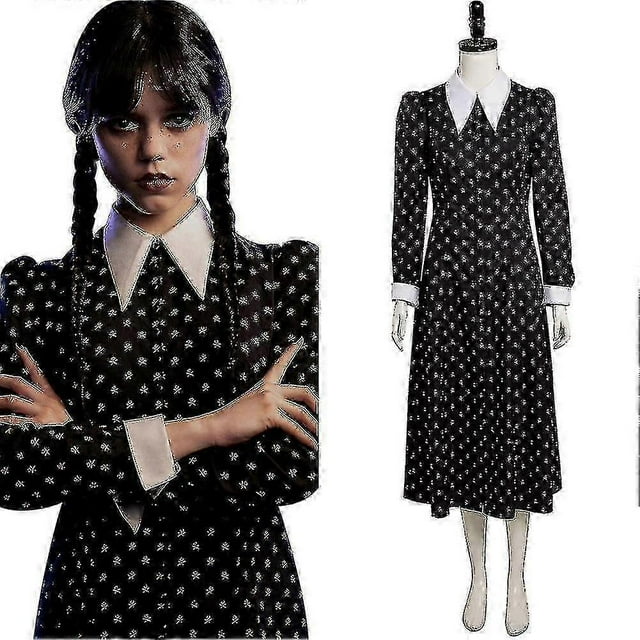 Wednesday Addams Cosplay Anime Costume Black Dress Outfits Halloween Christmas Carnival Party Disguise Suit For Kids Adults