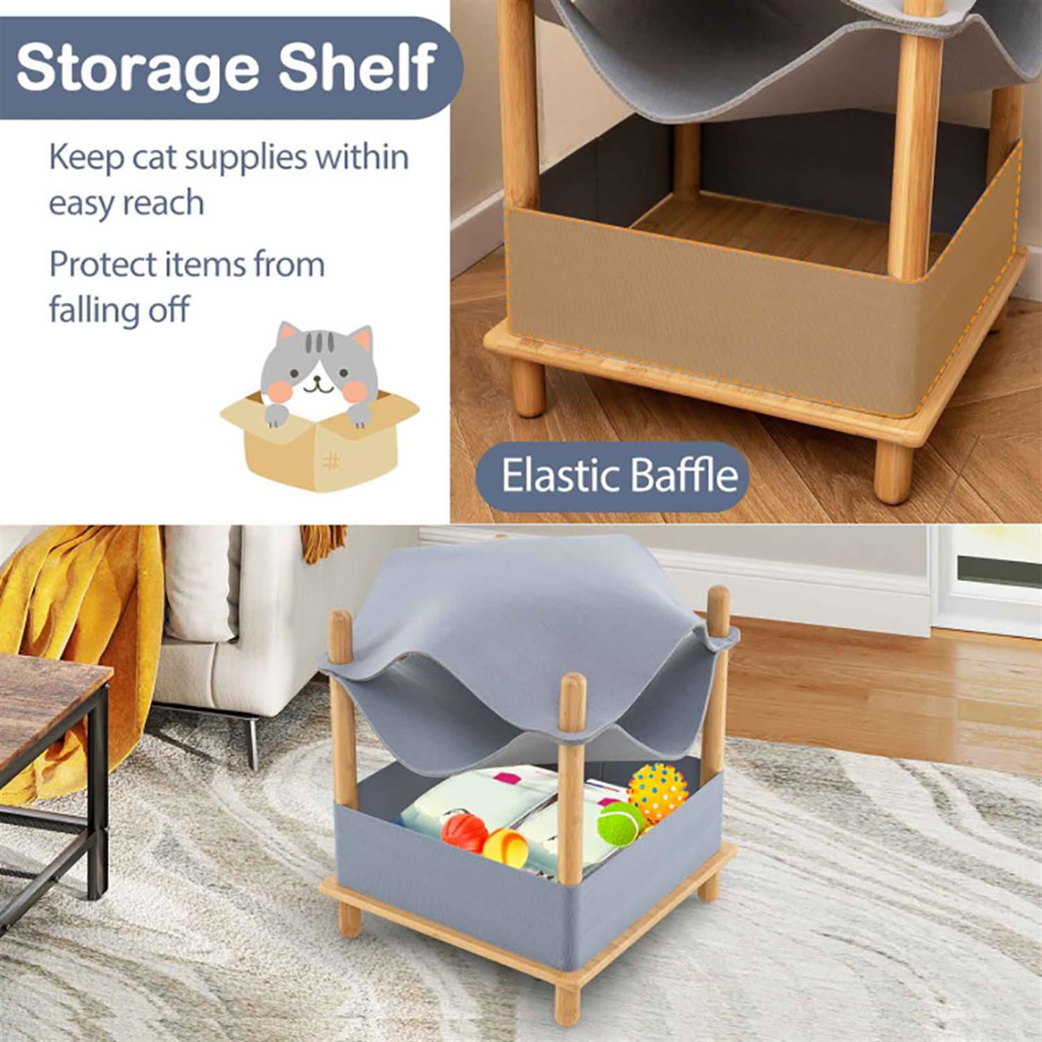 Kadyn 21" 2-Tier Pet Bed Frame with Semi-enclosed Condo and Removable Clothes for Indoor Small Pets Such As Puppies Cats Rabbits, Gray