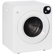 Compact HOMCOM Portable Clothes Dryer with Intelligent Drying 3.2 cu.ft Stainless Steel Drum Front Load Electric Dryer - 120V 1300W Ideal for Apartments Dorms and RVs - White Color