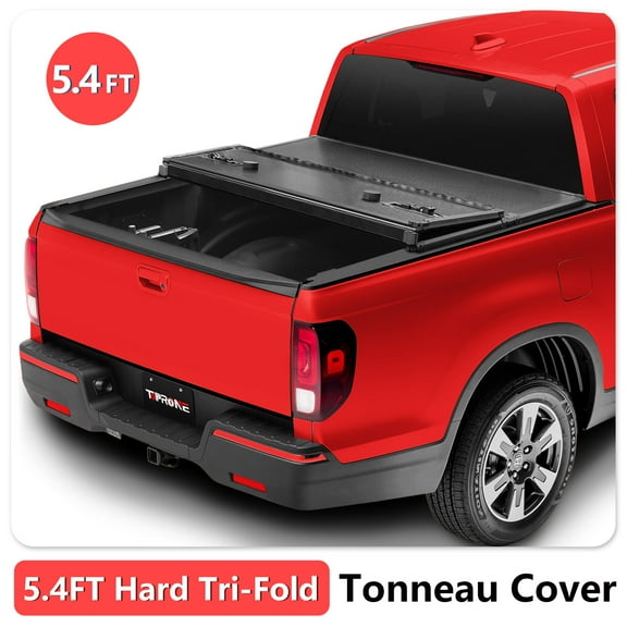 TOPRONE Hard Tri-Fold Tonneau Cover Fits 2017-2024 Honda Ridgeline with 5'4" (64in) Truck Bed | On Top |