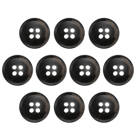 Uxcell 10pcs Resin Sewing Button, 15mm 5/8-inch 4 Holes Round Buttons for Coat, Men's Suit, Clothes Garment, 7#Black