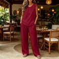 thumbnail image 2 of HAYIMI Womens Summer Outfits Sets 2 Pieces Elegant Casual Fly Sleeve Shirts Tops And Trousers Lightweight Comfortable Everyday For Warm Weather Modern Relaxed Fit Solid Color Trendy Clothing Sets, 2 of 7