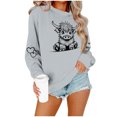 thumbnail image 5 of successthop Womens Sweatshirts Vintage Cow Crewneck Long Sleeve Sweatshirts Casual Pullover Hoodie Graphic Print Blouse, 5 of 6