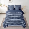thumbnail image 2 of Homewish Geometric Stripes Lines Twin Bedding Sets 7-Piece for Female Men,Navy Blue White Bedding Comforter Set Microfiber,Minimalist Mid Century Breathable Sheet Sets,Lightweight Room Decor, 2 of 8