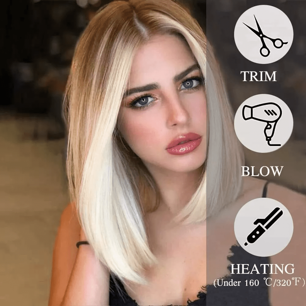 Dopi Ladies Short Bob Wig Short Human Hair Ladies Straight Cosplay BOB Party Natural For Women