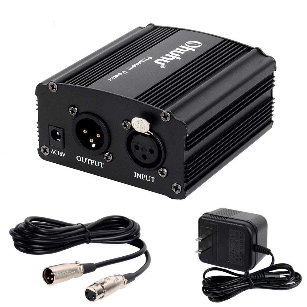 Ohuhu 1Channel 48V Phantom Power Supply with Adapter and XLR Extension