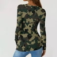 thumbnail image 4 of Womens Ribbed Knit Tunic Tops Henley Neck Long Sleeve Camo Shirts Stretch Slim Fit Pullover Tee, 4 of 5