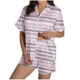 thumbnail image 5 of Women Christmas Pajama Set Short Sleeve Shorts Sleepwear Two Piece Pjs Holiday Santa Print Nightwear, 5 of 8
