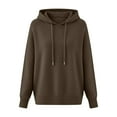 thumbnail image 4 of Women's Hoodie Warm Sweatshirt Loose Hooded Oversized Sweater Color:Coffee Size:XXXL, 4 of 4