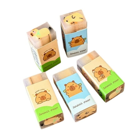 5 Pcs Creative Erasers LovelyAn1ma1Eraser Capybara Erasers Pencil Erasers