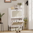 thumbnail image 2 of HOMCOM Shoe Cabinet with 2 Flip Drawers, Boho Narrow Shoe Rack, White, 2 of 10