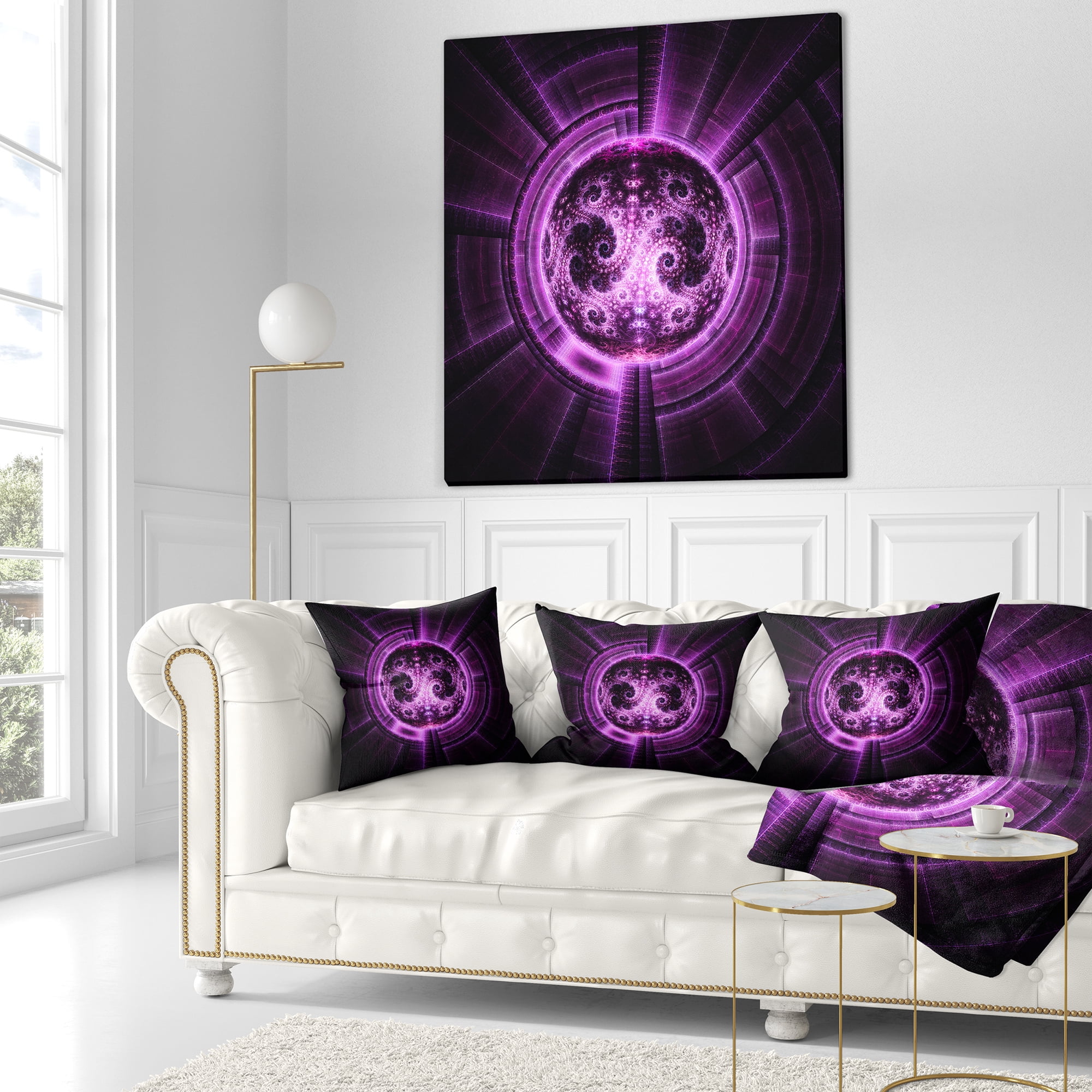 Designart 16" x 16" Purple Polyester Throw Pillow