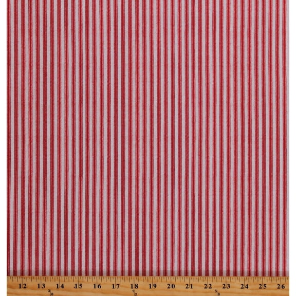 Cotton Down on the Farm Digital Red Stripes on Cream Cotton Fabric Print by the Yard (AGBD-18816-3RED)