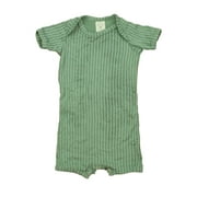 Pre-owned Kate Quinn Organics Boys Green Stripe Romper size: 0-3 Months