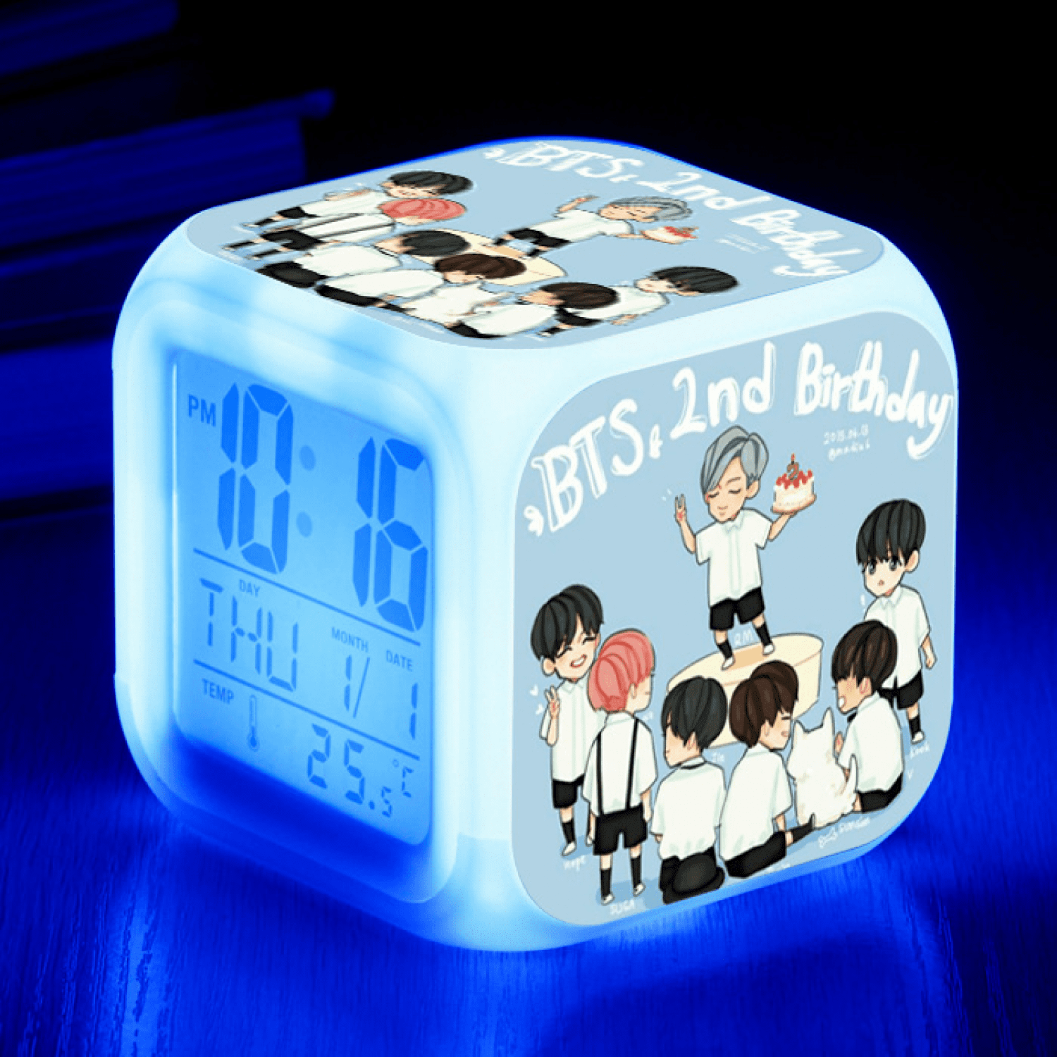 JUSTUP LED Digital Bedroom Alarm Clock Easy Setting Cube Wake Up Clocks