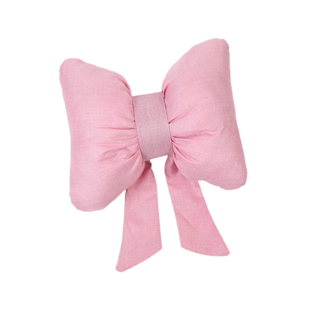 Almohada para el cuello con lazo de mariposa para coche, reposacabezas con lazo, cómoda para conducir en la oficina rosa