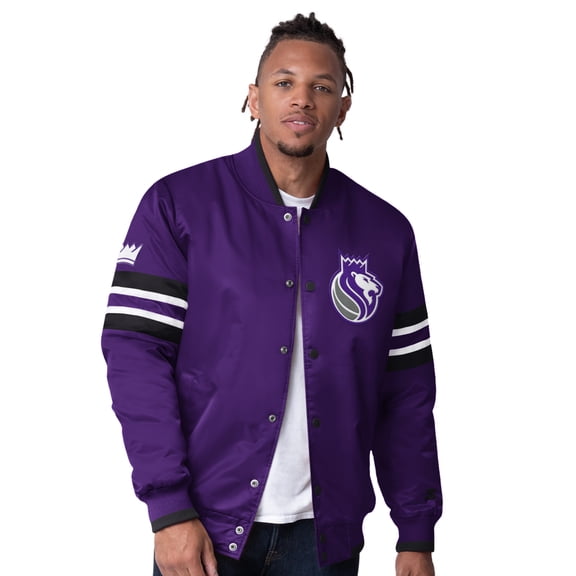 Men's Starter Purple Sacramento Kings Scout Varsity Satin Full-Snap Jacket
