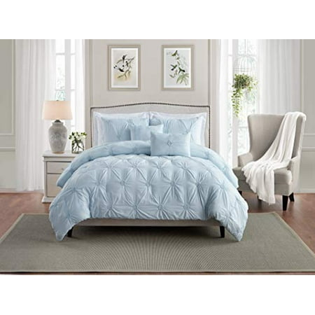 Swift Home Home Essential Stylish Extra Plush Extra Soft Floral Pintuck Bedding Comforter Set Baby Blue Twin Twin XL 2 Piece BrickSeek