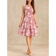 thumbnail image 2 of Conjunto de vestido y chaqueta de 2 piezas INSPIRE CHIC para mujer, vestido sin mangas de gasa con flores y conjunto de chaqueta de panel contrastante, blanco y rosa, talla M, 2 of 6