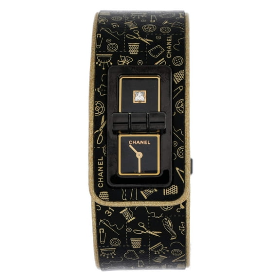 Pre-Owned Code Coco Quartz Watch Stainless Steel with Diamond and Printed Leather 25 By Rebag