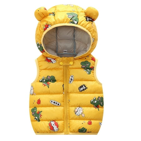 

RPVATI Baby Boys Girls Sleeveless Hooded Vest Toddler Ears Cartoon Printed Jacket Padded Zip Up Winter Warm Outwear 1Y-5Y