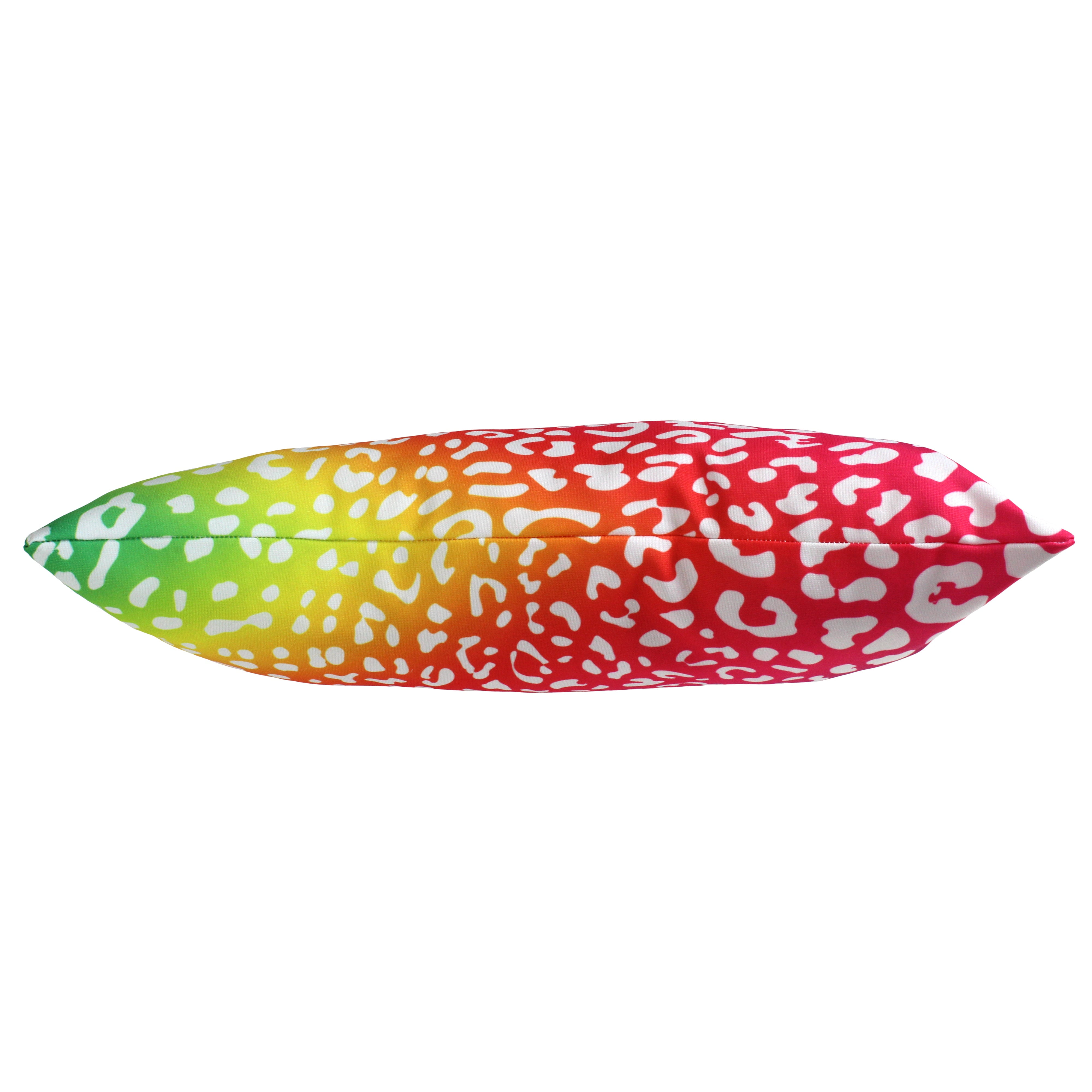 Everything Comfy Leopard Print Decorative Pillow, 16x6 Inch, Rainbow Gradient/White,
