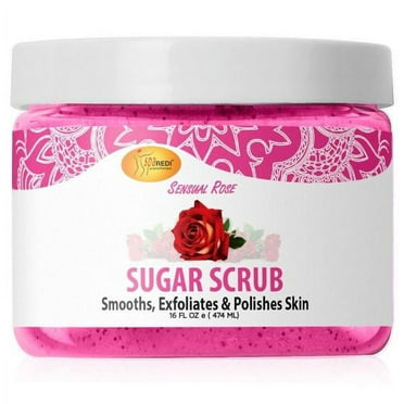 SPA REDI – Sugar Body Scrub, Sensual Rose, 16 Oz, Exfoliating, Moisturizing, Hydrating and Nourishing, Glow, Polish, Smooth and Fresh Skin - Body Exfoliator