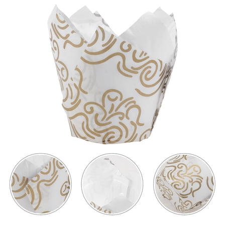 GOOHOCHY 1 Set 200Pcs Oilproof Cupcake Packing Cups Tulip Shape Cake Wrappers Liners