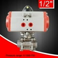 thumbnail image 3 of ECUTEE 1/2" DN15 Three-Pieces Pneumatic Ball Valve Single Acting Air Actuated 304 Stainless Steel Sturdy Durable for Pipe Systems Pure Production Lines, 3 of 13