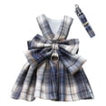 thumbnail image 2 of Visland Dog Cat Dress with Harness Leash, Fashion Plaid Pattern Cute Bowknot Decor Soft Cozy Skirt Adjustable Chest Strap Traction Rope Pet Clothes Costume for Puppy Kitten Training Daily Wear, 2 of 8