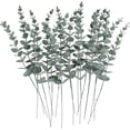 thumbnail image 1 of 24 piezas de tallos de hojas de eucalipto artificiales, ramas de tacto verde gris real para centro de mesa de oficina en casa, decoración de arreglos florales para banquetes de boda, 1 of 5