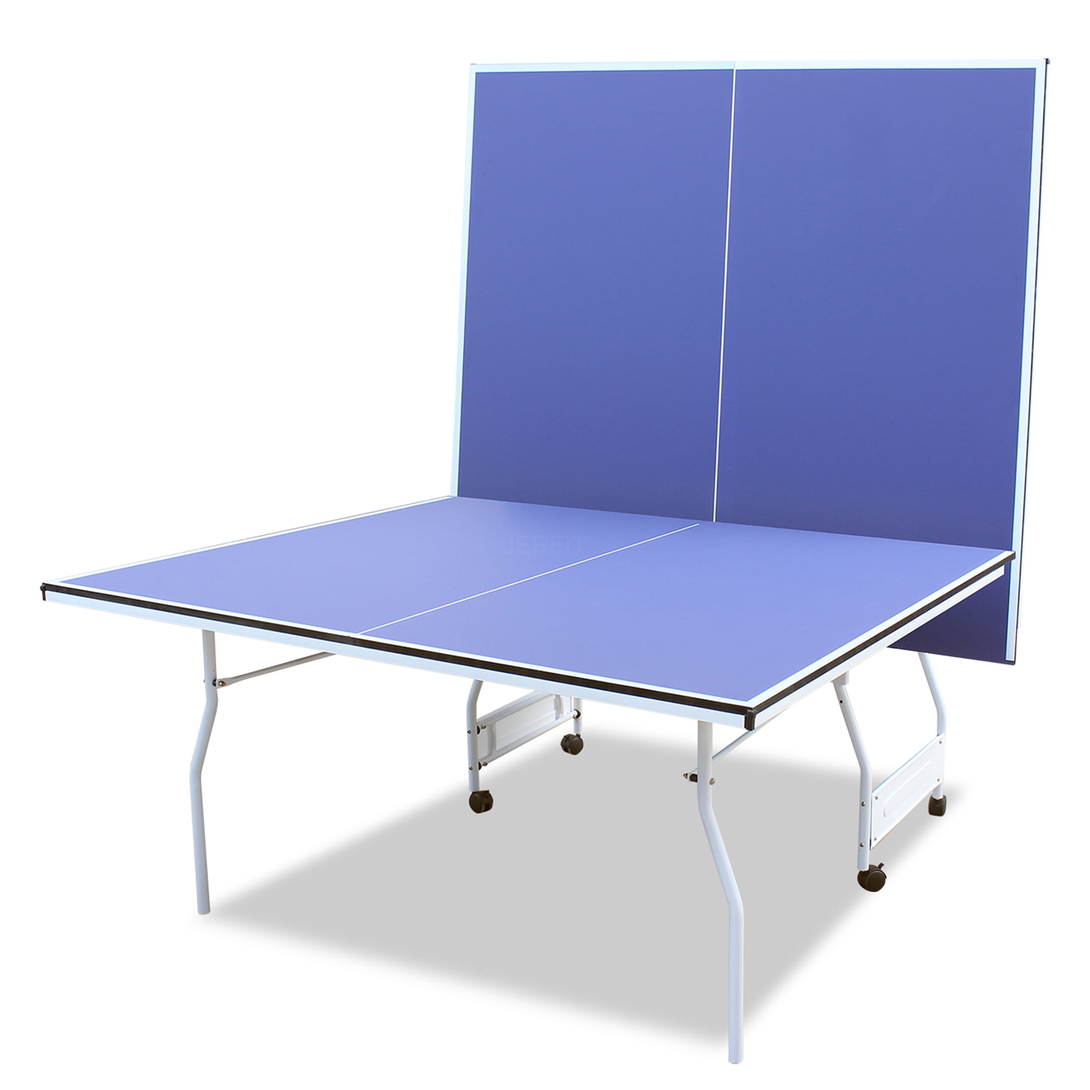 JERFIT 9ft Foldable Indoor Ping Pong Table Set with Net, Paddles & Balls, Professional MDF Top for Home and Office Games
