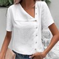 thumbnail image 2 of Birdeem Chemise Femme d'Été Surdimensionnée Coupe Ample Chemise Femme Rétro de Bureau Unie Coton Froissée Manches Courtes, 2 of 7