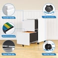 thumbnail image 5 of Fesbos 2 Drawer Mobile File Cabinet with Lock, Metal Rolling Filing Cabinets for Home Office, Fits Letter/Legal/A4 Size Files, White, Assembly Required, 5 of 8