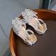 thumbnail image 4 of Zapatos de princesa con perlas para niños, sandalias de verano para bebés, zapatos de baile con mariposas para niñas, 4 of 5