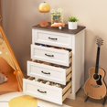 thumbnail image 2 of 4 Drawer Dresser, Gizoon Chest of Drawers Storage Organizer Unit with Wooden Frame for Bedroom/Closet, White and Rustic Painted, 2 of 9