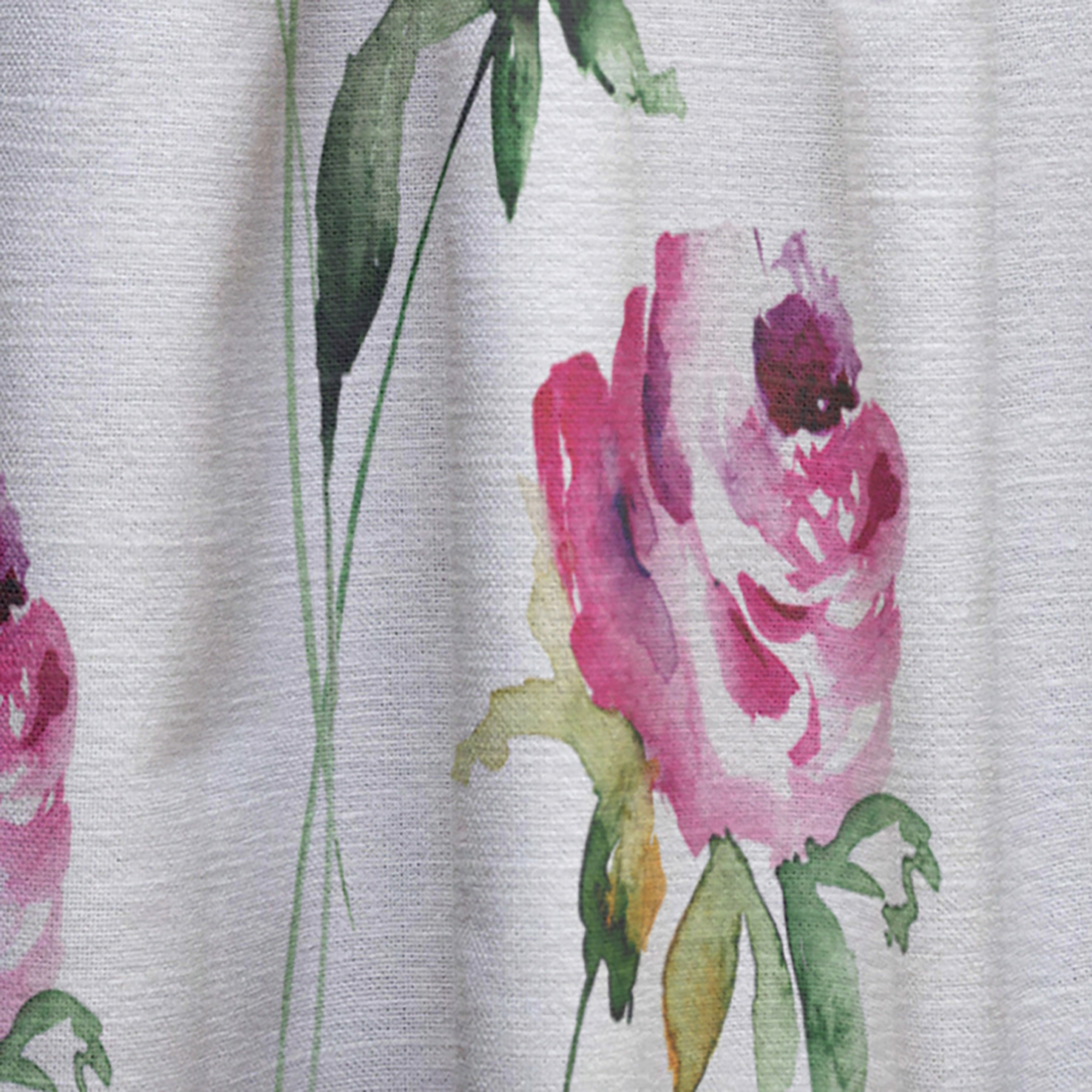 Designart 'Roses Flowers Pattern On White' Mid-Century Modern Curtain Panel