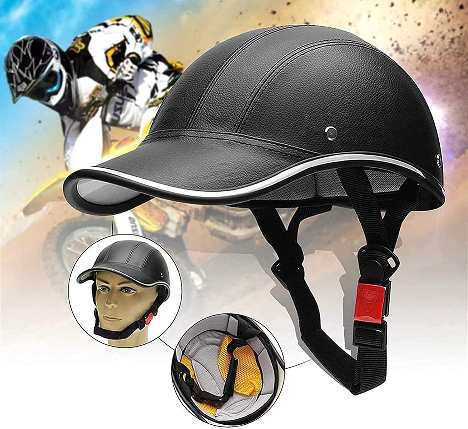 Motorcycle Helmet Bike Bicycle Baseball Cap Safety Half Helmet for Men Women US 