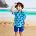 thumbnail image 2 of Huesdet Baby Boy's and Toddler Poplin Short Sleeve Button Up Shirt(Blue,6-12 Months), 2 of 5