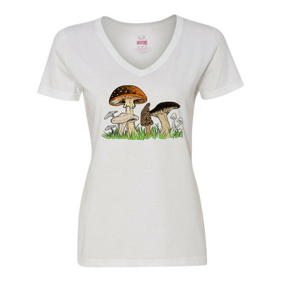 Inktastic Mushroom Hunting for Morel Mushroom Women's V-Neck T-Shirt