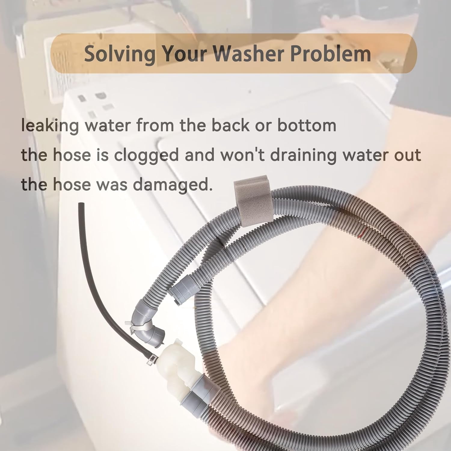 Washer Drain Hose for LG WM3670HWA/VA, WM3270CW, WM4270HVA, WM2277HS, WM3470HVA, WM3370HWA, WM2655HVA, WM3770HVA, WM4370HKA Washer Hose Replacement 5215ER2002G.