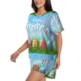 thumbnail image 2 of Lsque Happy Easter Women's Short-Sleeved Pajama Set - 2 Piece Soft and Lightweight Sleepwear Set-X-Large, 2 of 9