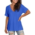 thumbnail image 3 of Xijirk Women's V-Neck Tunic T-Shirt Loose Fit Short Sleeve with Side Slits Casual Summer Top for Daily Wear,M, 3 of 7