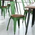 thumbnail image 3 of Flash Furniture Perry Commercial Grade Green Metal Indoor-Outdoor Stackable Chair with Teak Poly Resin Wood Seat, 3 of 13