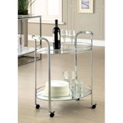 Furniture of America Senera Contemporary 2-Shelf Serving Cart, Chrome