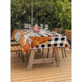 thumbnail image 2 of Outdoor Tablecloth with Umbrella Hole and Zipper, Orange Pumpkin Gnomes Fall Rectangle Table Cloth 60x84 Inch Waterproof Tablecloth, Thanksgiving Leaf Black White Plaid Branches Picnic Table Cover, 2 of 7