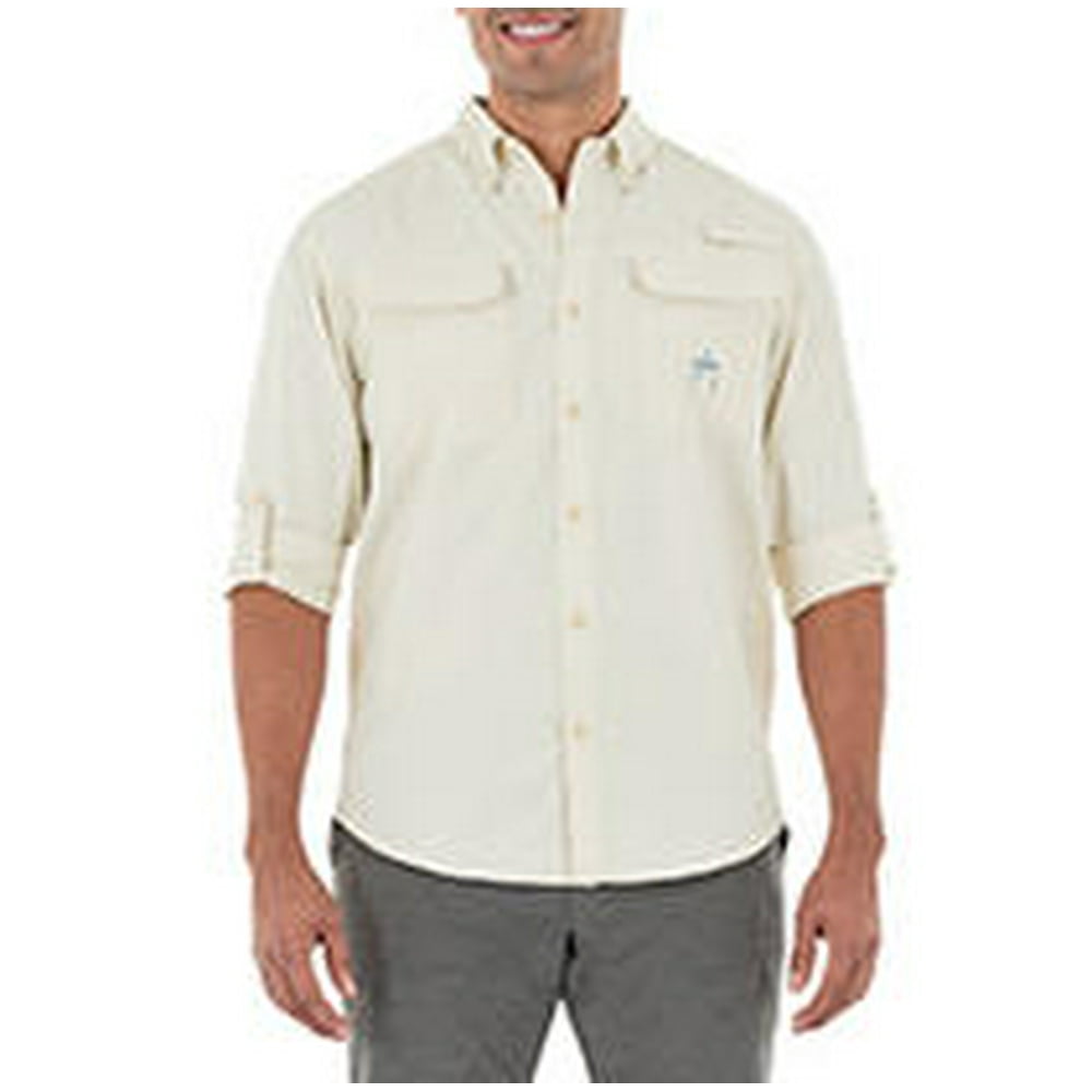 Guy Harvey Men's Long Sleeve Fishing Shirt Bone Grey S Walmart