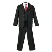 Avery Hill Boys Pinstripe Suit Set with Matching Tie (Toddler, Little Boys, Big Boys) Black, 2T
