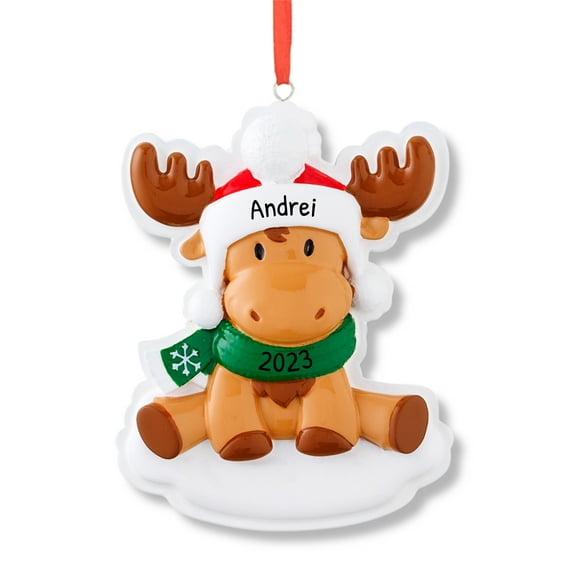 Ornaments by Elves Personalized Baby Moose Christmas Tree Ornament 2024 My First Christmas Ornament in a Giftable Packaging