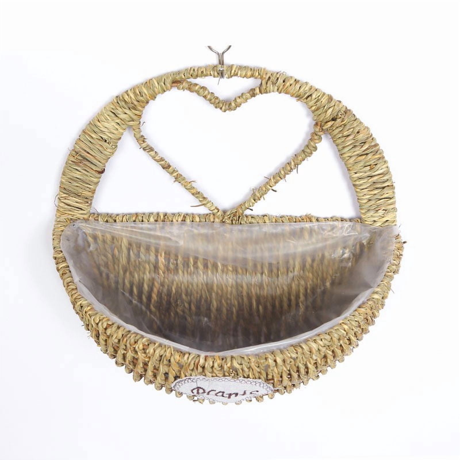Handwoven Seagrass Heart Wall Planter - Natural Fiber Hanging Basket with Waterproof Liner, Bohemian Style Decor for Indoor and Outdoor Plants